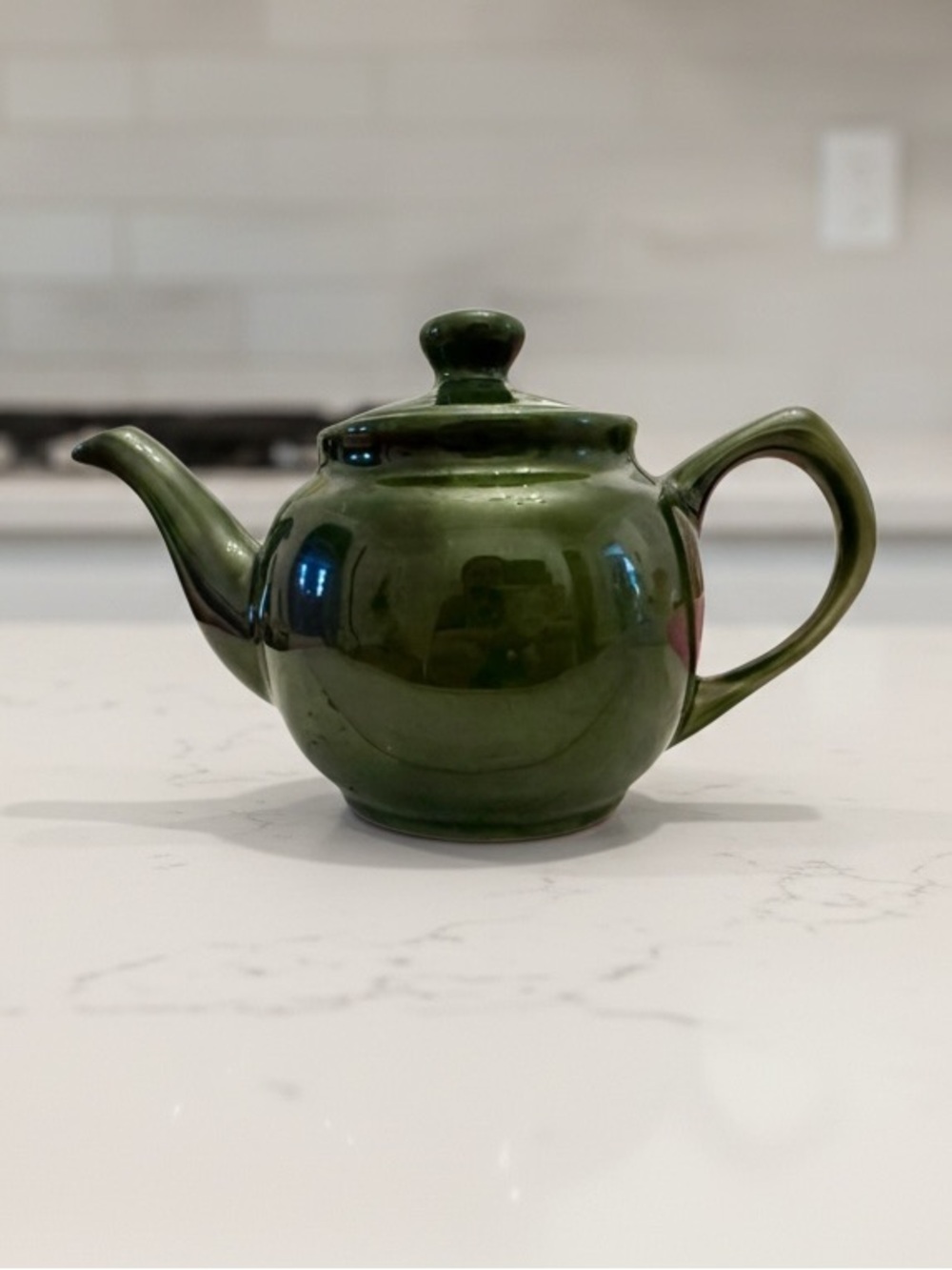 DesignPac Vintage Small Dark Green Glazed Ceramic Teapot